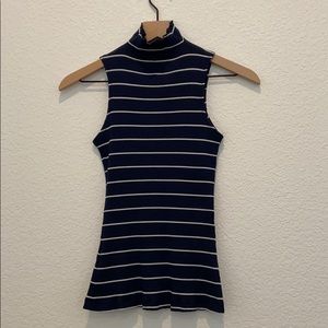 Amour Vert mock neck striped top